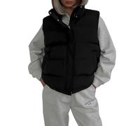 Doudoune Femme Sans Manches Col Roulé Grande Taille Hiver Manteau Manche Décontractés Court Chic Femmes Chaud Polaire Gilet Exterieur Reporter Travail