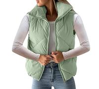 Doudoune Femme Sans Manches - Gilet Duvet Matelassé Veste Doudoune Coupe Classique Femme Manteau Sans Manche Femme Gilet Court Gilet Thermique Slim Casual Zip Matelassé Automne-Hiver Simple Blouson