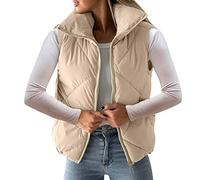 Doudoune Femme Sans Manches - Gilet Duvet Matelassé Veste Doudoune Coupe Classique Femme Manteau Sans Manche Femme Gilet Court Gilet Thermique Slim Casual Zip Matelassé Automne-Hiver Simple Blouson