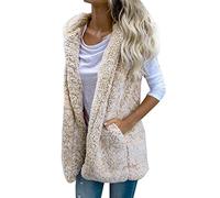 Doudoune Femme Sans Manches - Gilet en Molleton Polaire Doux Chaud pour Randonnée - Blouson Zipé Court Thermique Rembourré - Manteau Automne-Hiver Simple