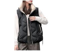 Doudoune Femme Sans Manches Gilet matelassée pour Dame mi-Saison Fermeture Glissière Chaud Gilets Veste Puffer Femmes légant Couleur Unie Ample en Molleton Polaire Doux Exterieur Reporter Travail