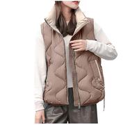 Doudoune Femme Sans Manches Gilet matelassée pour Dame mi-Saison Fermeture Glissière Chaud Gilets Veste Puffer Femmes légant Couleur Unie Ample en Molleton Polaire Doux Exterieur Reporter Travail