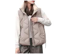 Doudoune Femme Sans Manches Gilet matelassée pour Dame mi-Saison Fermeture Glissière Chaud Gilets Veste Puffer Femmes légant Couleur Unie Ample en Molleton Polaire Doux Exterieur Reporter Travail