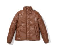 Doudoune Femme Simili cuir Hiver Col montant Chaud Couleur unie - Marron 40