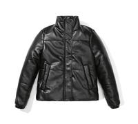 Doudoune Femme Simili cuir Hiver Col montant Chaud Couleur unie - Noir 40
