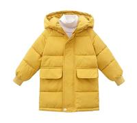 Doudoune Fille 5 Ans,Manteau Long en Duvet pour Fille vêtement d Hiver mi-Long et Chaud avec Capuche adaptée aux Jeunes Enfants et Enfants Tendance Pratique et Confortable (Yellow, 6-7 Years)