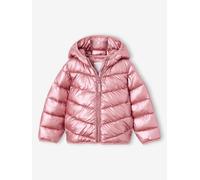 Doudoune fille légère à capuche effet brillant métallisé rose pâle 4A