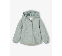 VERTBAUDET Doudoune fille légère à capuche motifs fleurs vert de gris 5A