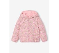 VERTBAUDET Doudoune Fille Légère Réversible À Capuche Fleurs rose pâle 9A