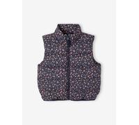 Doudoune fille sans manches motifs fleurs marine 9A