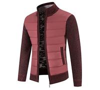 Doudoune Homme Cardigan Homme Zippé,Sweat Chaud Mode Veste mi Saison Col Droit Pull Hiver Blouson avec Polaire Sweat Coupe Vent avec Poche