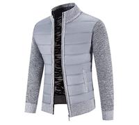 Doudoune Homme Cardigan Homme Zippé,Sweat Chaud Mode Veste mi Saison Col Droit Pull Hiver Blouson avec Polaire Sweat Coupe Vent avec Poche