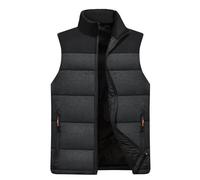 Doudoune Homme,Doudoune Homme Sans Manche de Concordance des Couleurs,Doudoune Homme Matelassée Rembourrée Col Montant-Gris Foncé S