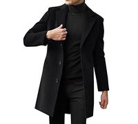 Doudoune Homme Hiver Chaud Col à Revers Manches Longues Veste en Cuir Rembourrée Manteau Épais Veste en Peau de Mouton Homme Jean Printemps, Noir , L