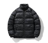 Doudoune Homme Hiver Plus Épaississement Froide Veste Homme Sans Capuche Chaud Coupe-Vent Veste Homme Tendance Impression Manches Longues Veste Homme C-Black1 XL