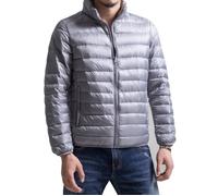 Doudoune homme - LEOCLOTHO - Col cheminée - Fermeture zippée - Argent - Gris L