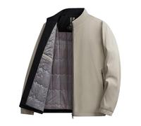 Doudoune Homme Longue Blouson De Marque Blouson Hiver Chaud, Vestes Matelassée Couleur Unie Basique Blousons Homme sans Capuche Zipper Doudoune Coupe Ajustée Manteau Épais Épaissir Coupe-Vent Casual