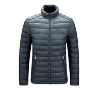 Doudoune Homme Longue Blouson De Marque Manteau Chaud, Manteau Courtes sans Capuche Zipper Coupe Ajustée Doudoune Homme Matelassée Basique Couleur Unie Blousons Épais Épaissir Coupe-Vent Casual