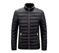 Doudoune Homme Longue Blouson De Marque Manteau Chaud, Manteau Courtes sans Capuche Zipper Coupe Ajustée Doudoune Homme Matelassée Basique Couleur Unie Blousons Épais Épaissir Coupe-Vent Casual