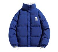 Doudoune Homme Longue Blouson Matelassé Blouson Hiver Chaud, Doudoune Homme Casual Coupe-Vent Épais Épaissir Manteau sans Capuche Blousons Matelassée Zipper Basique Jacket Coupe Ajustée Couleur Unie