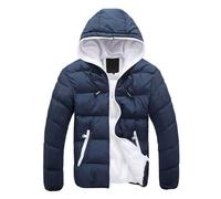 Doudoune Homme Longue, Blouson Moto Hiver Homme, Manteau Hiver Grande Taille Sportswear Légère Décontracté Veste Moto Épaissir Chaud Baggy Sweat Zippée Casual Chaud Basique Jacket Couleur Unie