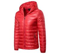 Doudoune Hommes Veste à Capuche Manteau à Manches Longues Rouge L