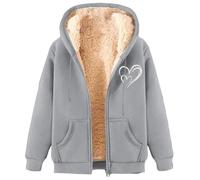 Doudoune Jott Femme Lamb Wool Coat Winter Thick Warm Solid Color Hooded Plus Size Coat Doudoune Femme Hiver Manteau Hiver Femme Chaud (GY1, XXL)