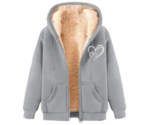 Doudoune Jott Femme Lamb Wool Coat Winter Thick Warm Solid Color Hooded Plus Size Coat Doudoune Femme Hiver Manteau Hiver Femme Chaud (GY1, XXL)