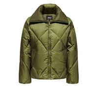 Doudoune kaki unie à coupe droite avec des poches et un col montant M