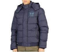 Doudoune La Martina CAPUCHE - Réf. UMO602-PA003-07017. Couleur : Bleu marine. Détails. - Col capuche amovible avec zip et boutons. XXL