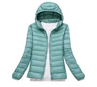 Doudoune Légère à Capuche Femme Courte Manteau Matelassé Pliable Fine Light Blouson Mi-Saison Hiver Chaude Sport Vert