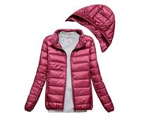 Doudoune Légère a Capuche Femme Duvet Veste Doudoune à Capuche Amovible Femme Legere Courte Manteau Doudoune Matelassée Pliable Light Blouson Doudounes Legeres Courtes Mi Saison Hiver Chaudes Rouge
