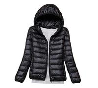 Doudoune Légère a Capuche Femme Duvet Veste Doudoune à Capuche Femme Legere Courte Manteau Doudoune Matelassée Pliable Fine Light Blouson Doudounes Legeres Courtes Mi Saison Hiver Chaudes Sport Noir