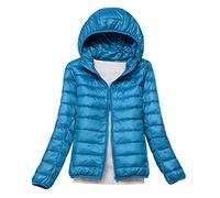 Doudoune Légère a Capuche Femme Duvet Veste Doudoune à Capuche Femme Legere Courte Manteau Doudoune Matelassée Pliable Fine Light Blouson Doudounes Legeres Courtes Mi Saison Hiver Chaudes Sport Bleu