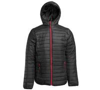 Doudoune Légère À Capuche - Homme - Pk762 - Noir Et Rouge