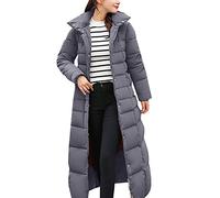 Doudoune légère avec capuche pour femme - Veste à capuche pour femme - Noir - Veste matelassée mi-saison - Manteau long et chaud - Veste en peluche chaude, gris, XXXL