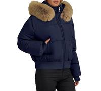 Doudoune légère et légère pour femme - Manteau d'hiver - Parka matelassée - Veste softshell élégante - Manteau doublé - Veste pour femme pour la transition, Marine, L