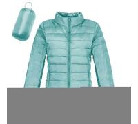Doudoune Légère Femme D'hiver Chaude avec Capuche Plume Cintree Veste en Duvet Courte Couleur Unie Matelassé Jacket Pliable Fine Veste de d'Extérieur Rembourrée et Doublée pour (03 Mint Green, L)