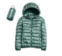 Doudoune Légère Femme D'hiver Chaude avec Capuche Plume Cintree Veste en Duvet Courte Grande Taille Duvet Jacket Pliable Fine Veste de Transition Rembourrée et Doublée pour (A01 Mint Green, XL)