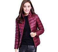 Doudoune Légère Femme Duvet Veste Doudoune Femme sans Capuche Legere Courte Manteau Doudoune Matelassée Pliable Fine Light Blouson Doudounes Legeres Courtes Mi Saison Hiver Chaudes Classe Rouge