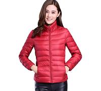 Doudoune Légère Femme Duvet Veste Doudoune Femme sans Capuche Legere Courte Manteau Doudoune Matelassée Pliable Fine Light Blouson Doudounes Legeres Courtes Mi Saison Hiver Chaudes Classe Rouge