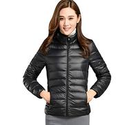 Doudoune Légère Femme Duvet Veste Doudoune Femme sans Capuche Legere Courte Manteau Doudoune Matelassée Pliable Fine Light Blouson Doudounes Legeres Courtes Mi Saison Hiver Chaudes Classe Noir