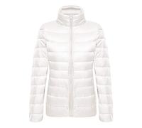 Doudoune Légère Femme Duvet Veste Doudoune Plume Ultra Light Femme Legere Courte Manteau Doudoune Matelassée Pliable Blouson Doudounes Legeres Courtes Mi Saison Hiver Chaudes Grande Taille Blanc L