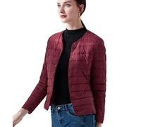 Doudoune Légère Femme Hiver Chaud Veste Grosse Parka Duvet Matelassée Fine Courte Cintrée Manteau Plume Ultralight Oversize Sport Rouge L