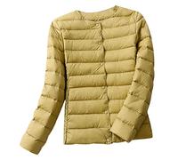 Doudoune Légère Femme Hiver Grande Taille Veste Matelassée Blouson Puffer Down Jacket Duvet Ultralight Chaude Plume Cintrée Oversize Mi Saison Jaune