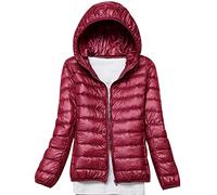 Doudoune Légère Femme Hiver Grande Taille - Veste Matelassée Blouson Puffer Jacket Duvet Ultralight Capuche Chaude Plume Oversize Rouge