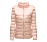 Doudoune Légère Femme Hiver Veste Fine Ultralight Grande Taille Matelassée Puffer Jacket Blouson Duvet Plume Cintrée Oversize Rose XXL