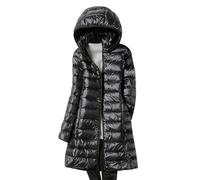 Doudoune Legere Femme Longue à Capuche Amovible Veste Matelassée Femme Mi Saison Doudoune Légère Pliable pour Femme pour Voyager Vêtements D'extérieur Imperméables pour Femmes Hiver Chaud