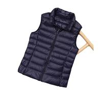 Doudoune Légère Femme - Taille Plus Gilet Duvet Automne Hiver Bleu Marine Ultra-Léger Coupe-Vent Veste Sans Manches Chaude