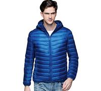 Doudoune Legere Homme a Capuche Duvet Veste Doudoune Matelassée Légère Plume Manteau Doudoune à Capuche Light Chaude Blouson Doudoune Jacket Pliable Mi Saison Doudounes Hiver Grande Taille Saphir S